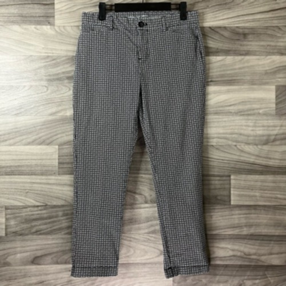 Gap Womens Capri Pants Black White Geometric Mid Rise‎ Pockets Belt Loops 4R